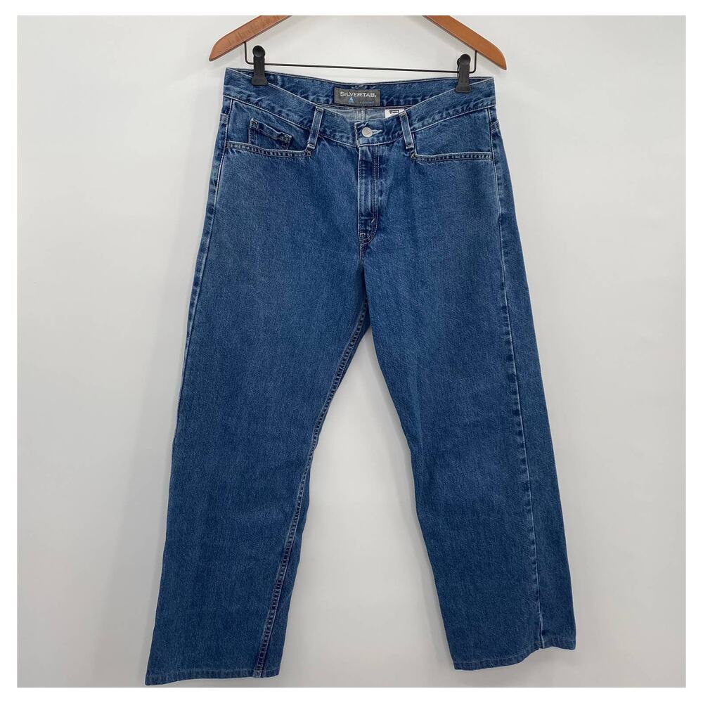 Vintage Y2k Levis Silvertab Rigid Straight Leg Jeans Medium Blue 11 Short 31P